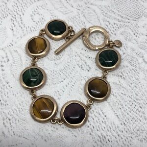 Liz Claiborne Bejeweled gold tone toggle clasp bracelet